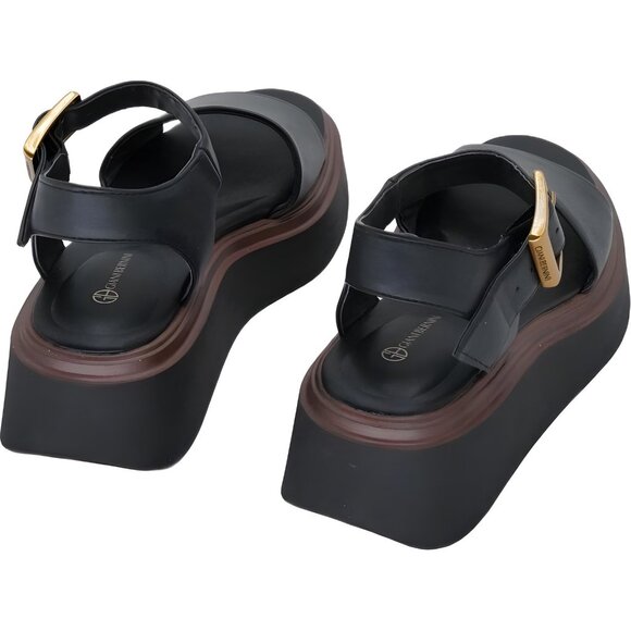 Giani Bernini Teagann Platform Wedge Sandals Black Ankle Strap Women's US 5 - Picture 3 of 6